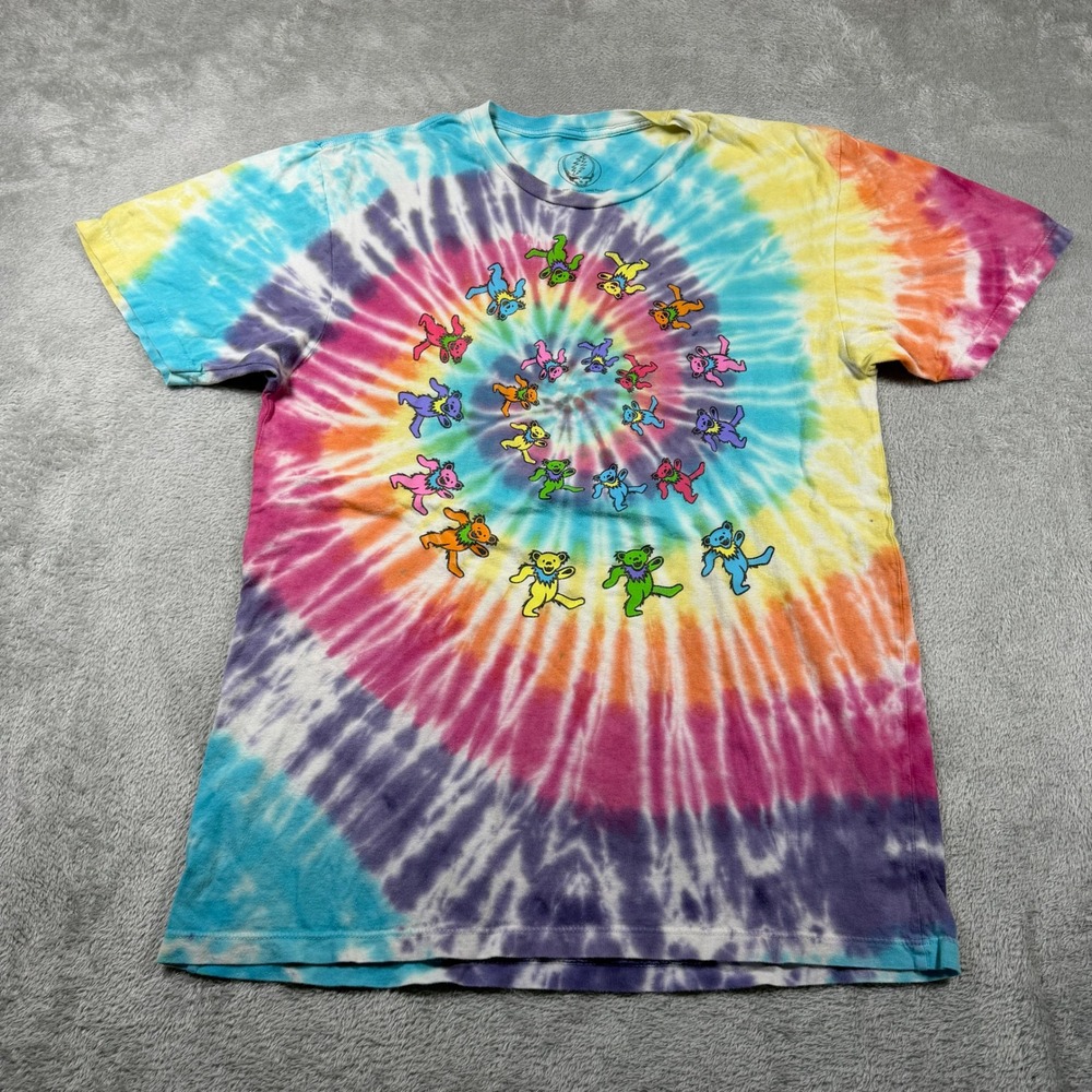 Grateful Dead T-Shirt Mens Medium Multi Tie Dye Dancing‎ Bears Spiral Graphic